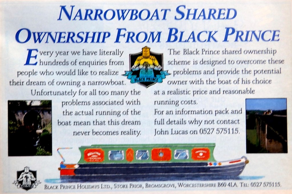 1993 Black Prince Shared Narrow Boat Advert