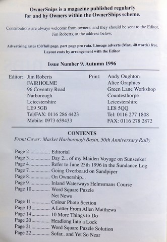 OwnerSnips Issue 9 Autumn 1996 Page 1