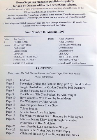 OwnerSnips Issue 15 Autumn 1999 Page 01