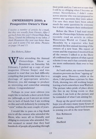 OwnerSnips Issue 16 Spring 2000 Page 13