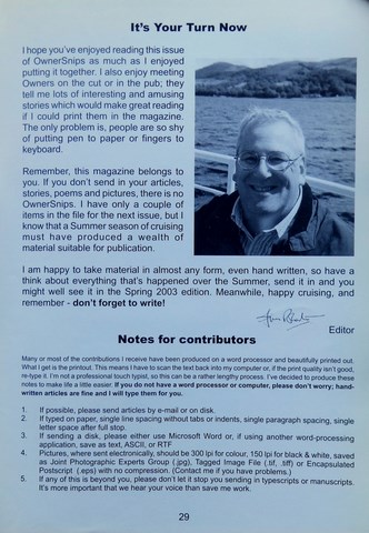 OwnerSnips Issue 20 Spring 2002 Page 29